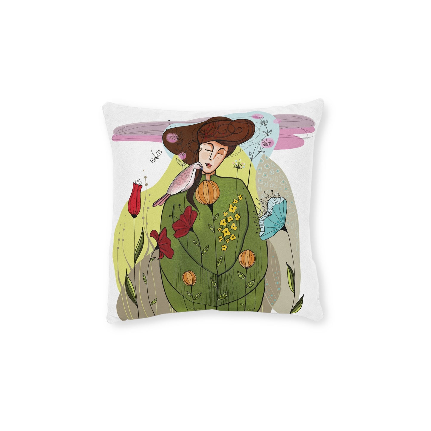 Art Square Pillow - Pink Back