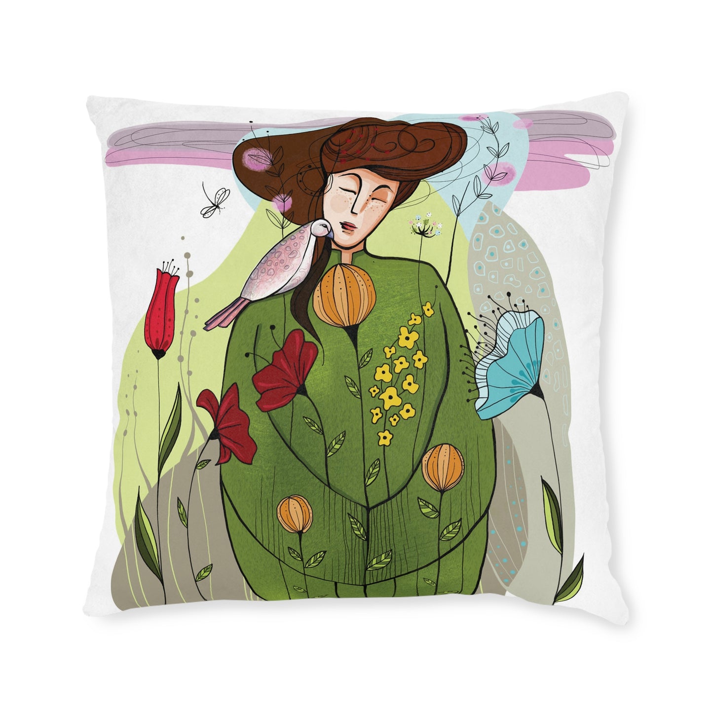 Art Square Pillow - Pink Back