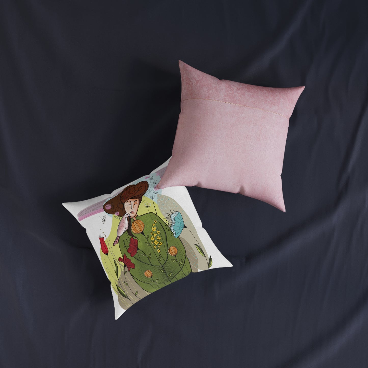 Art Square Pillow - Pink Back