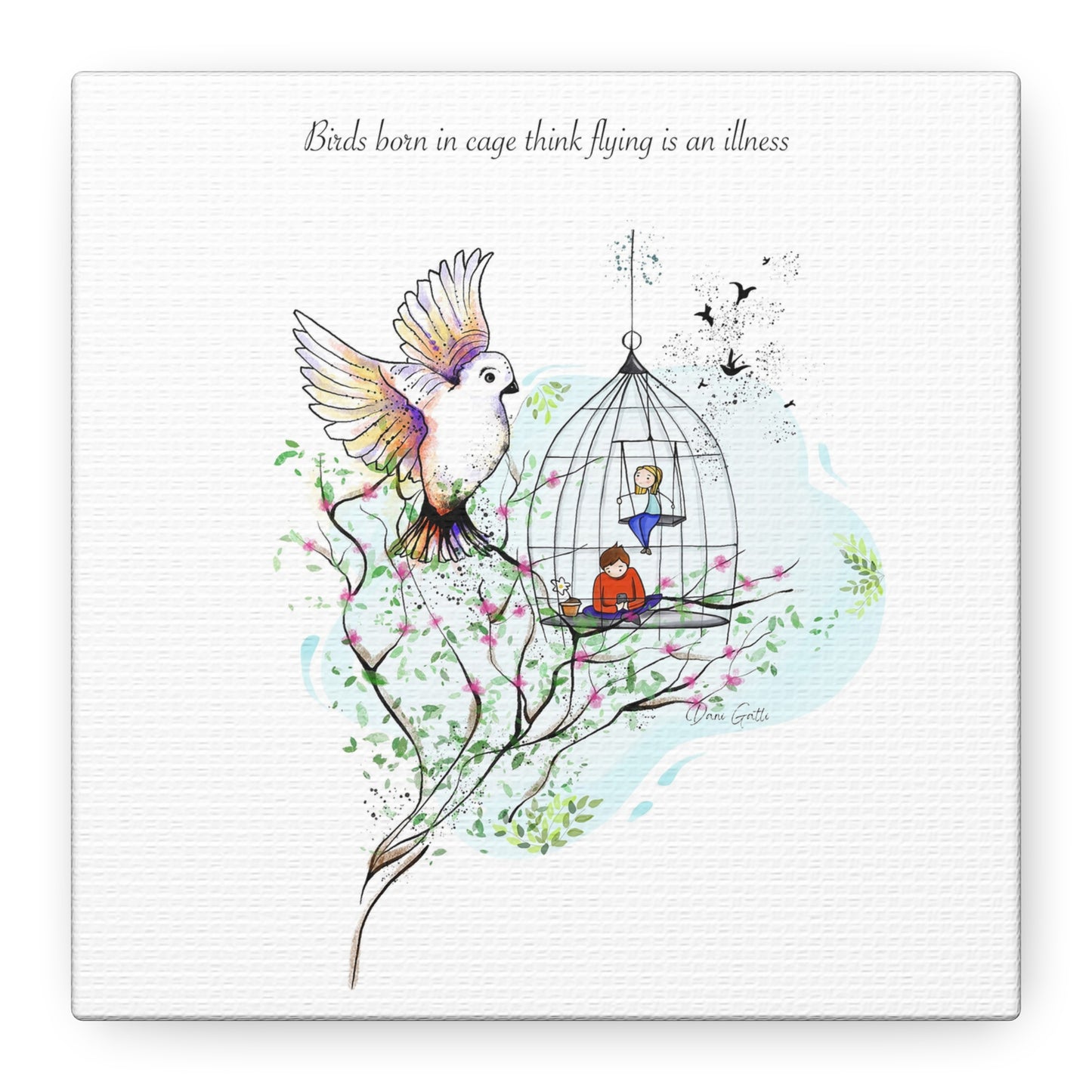 'Birds Born in Cage' Matte Canvas, Stretched, 1.25"