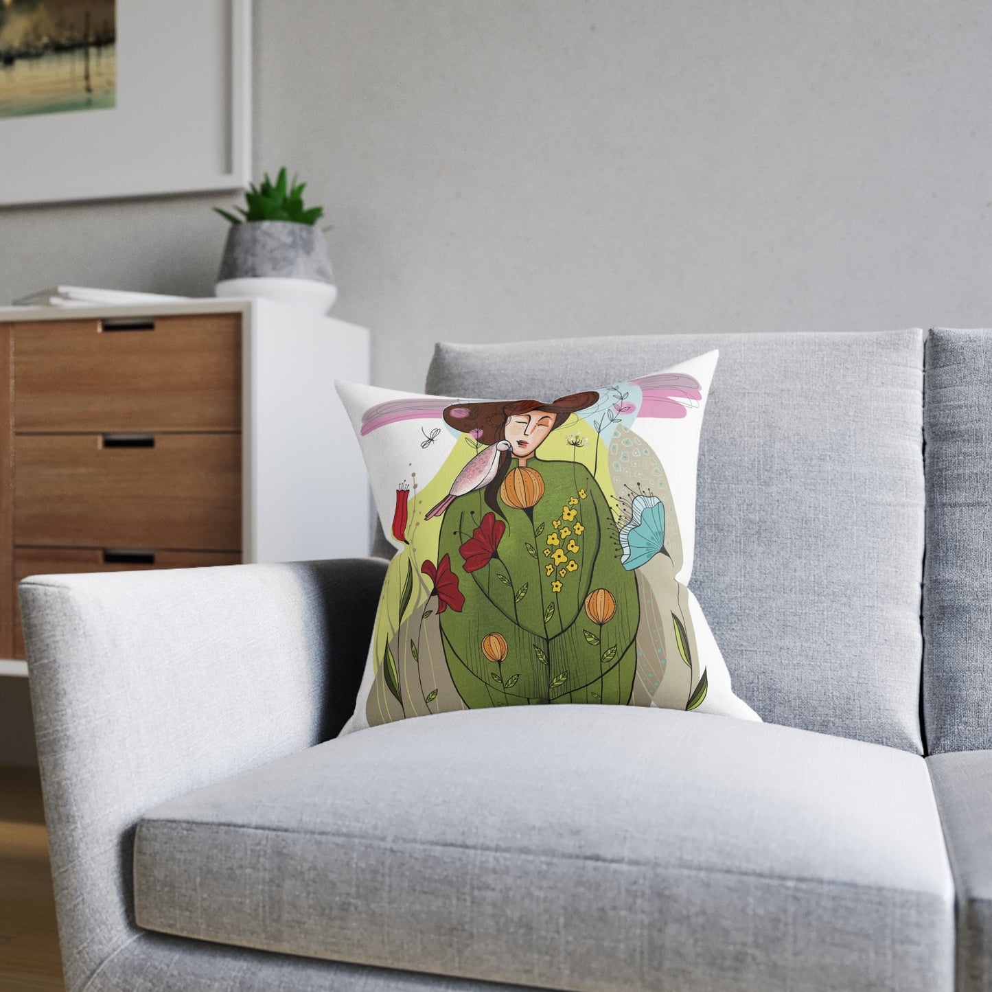 Art Square Pillow - Pink Back