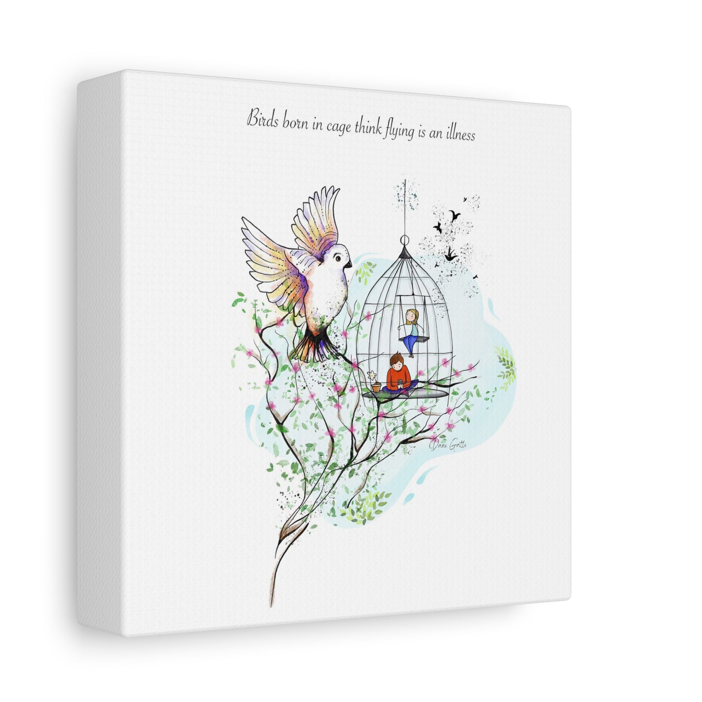 'Birds Born in Cage' Matte Canvas, Stretched, 1.25"
