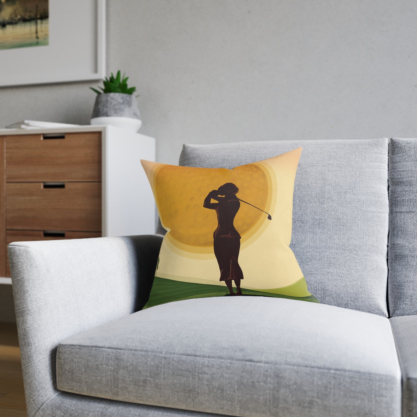 Vintage Golf Art Square Pillow