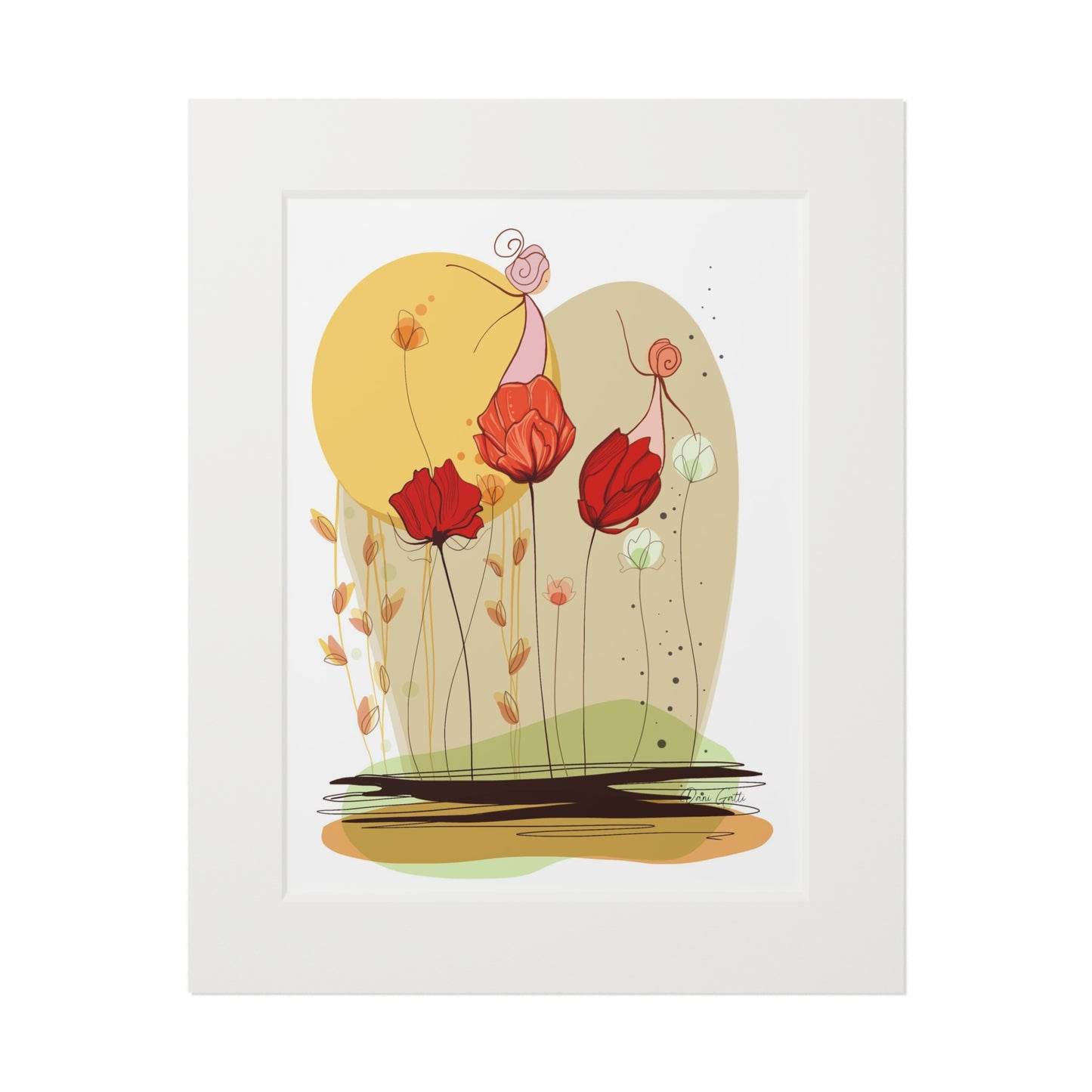 'Dancing with flowers' Fine Art Prints (Passepartout Paper Frame)