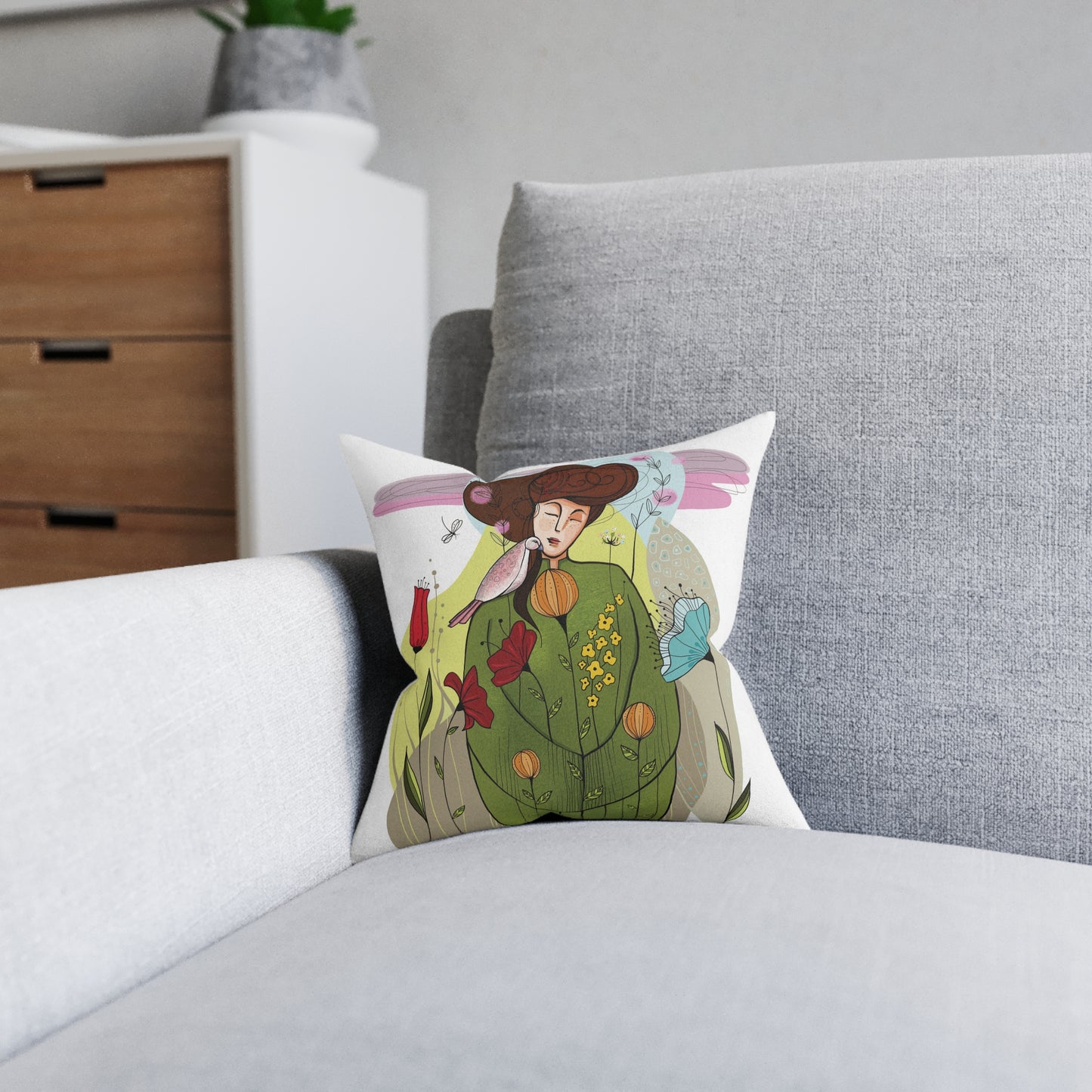 Art Square Pillow - Pink Back