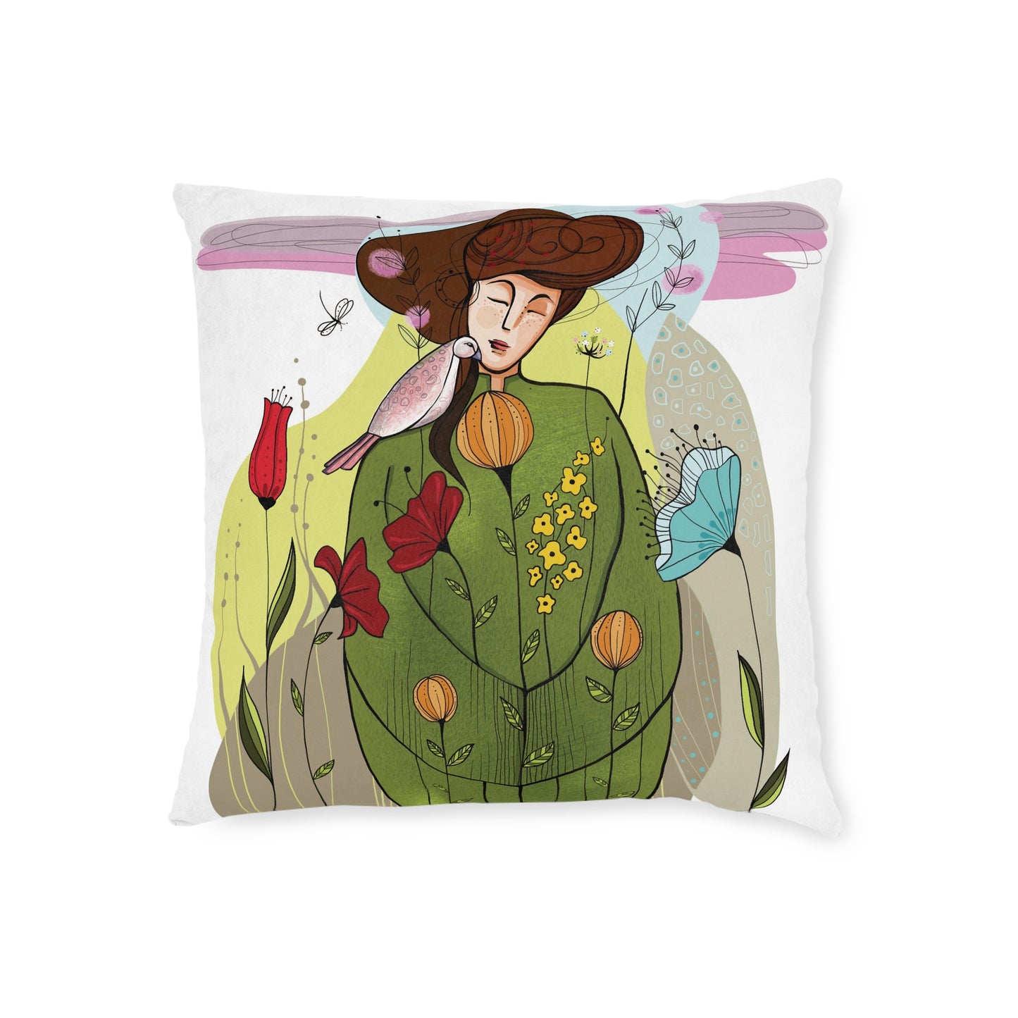 Art Square Pillow - Pink Back