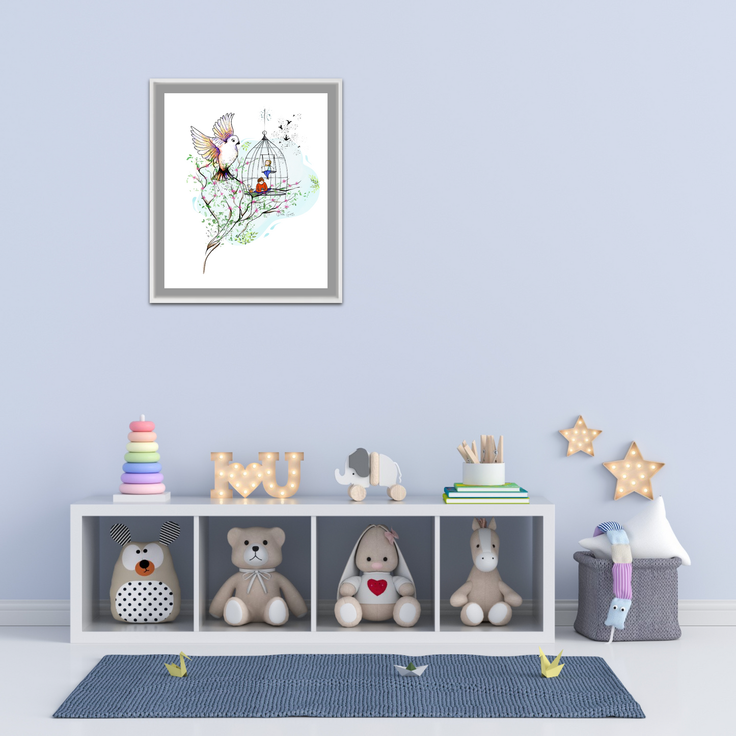 'Birds Born in Cage think flying is an illness' Fine Art Print (Passepartout Paper Frame)
