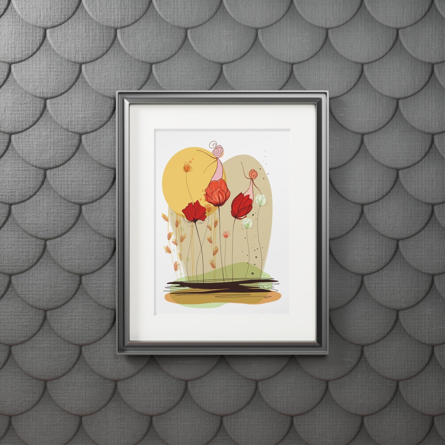 'Dancing with flowers' Fine Art Prints (Passepartout Paper Frame)