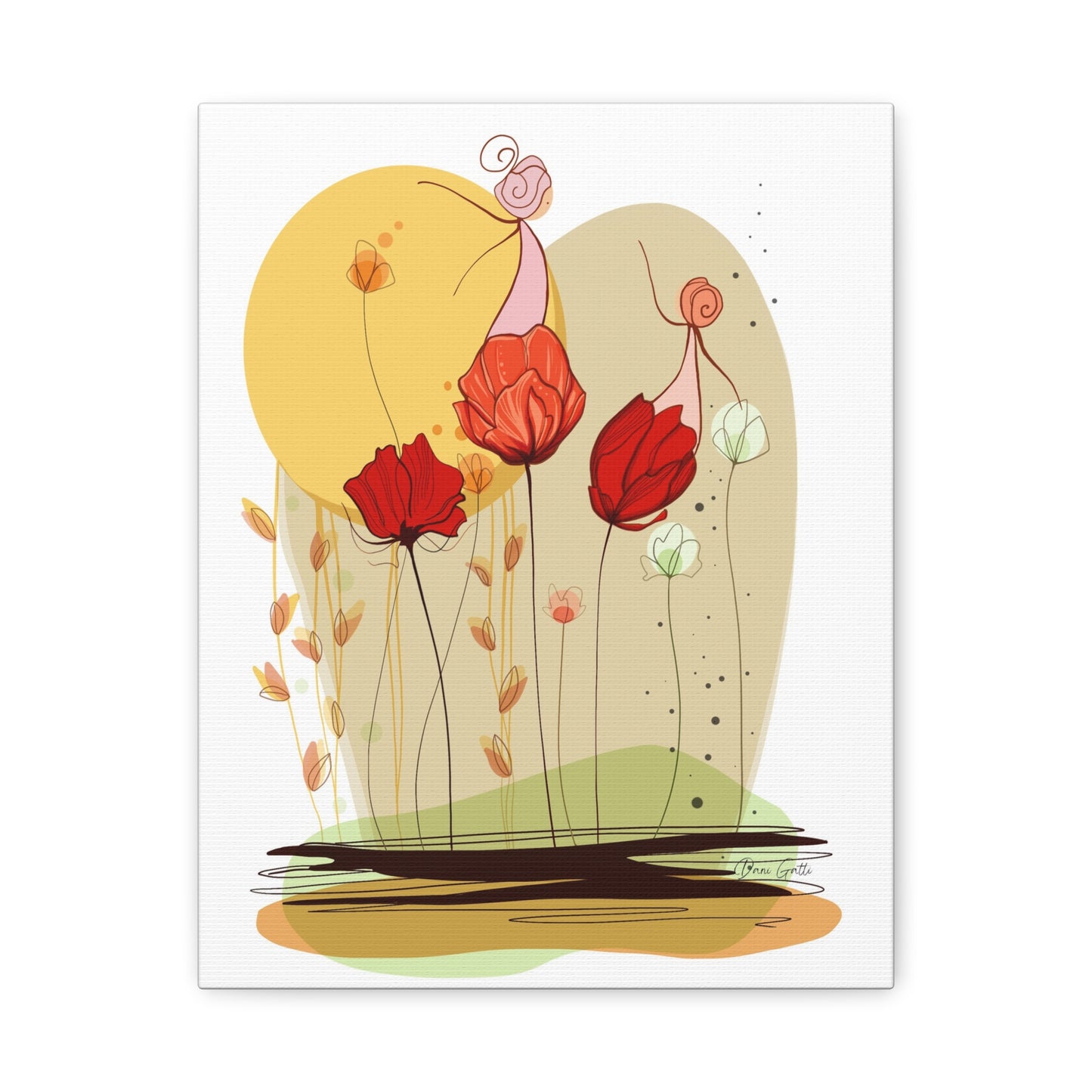 'Dancing with Flowers ' Matte Canvas, Stretched, 1.25"