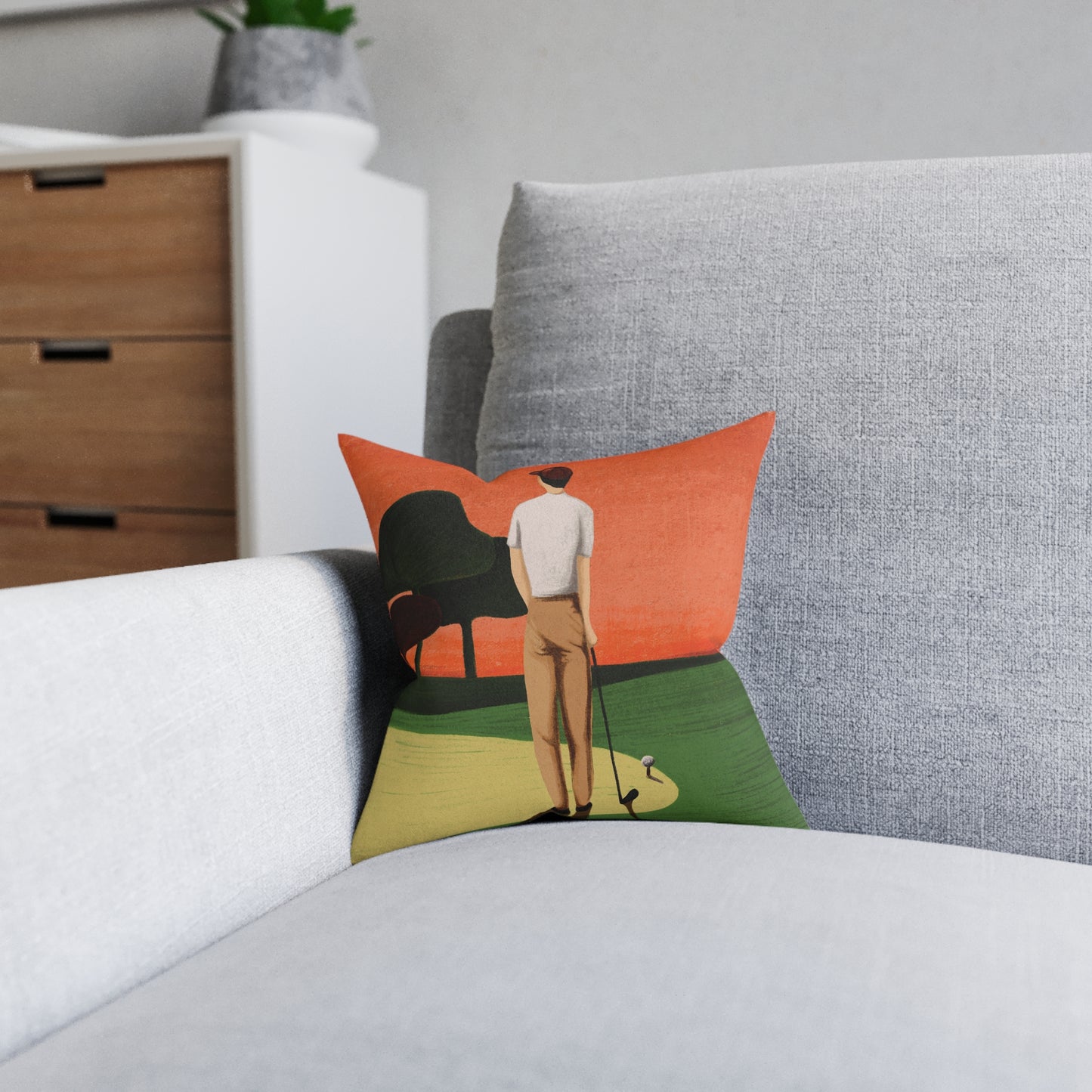 Vintage Golf Art Square Pillow