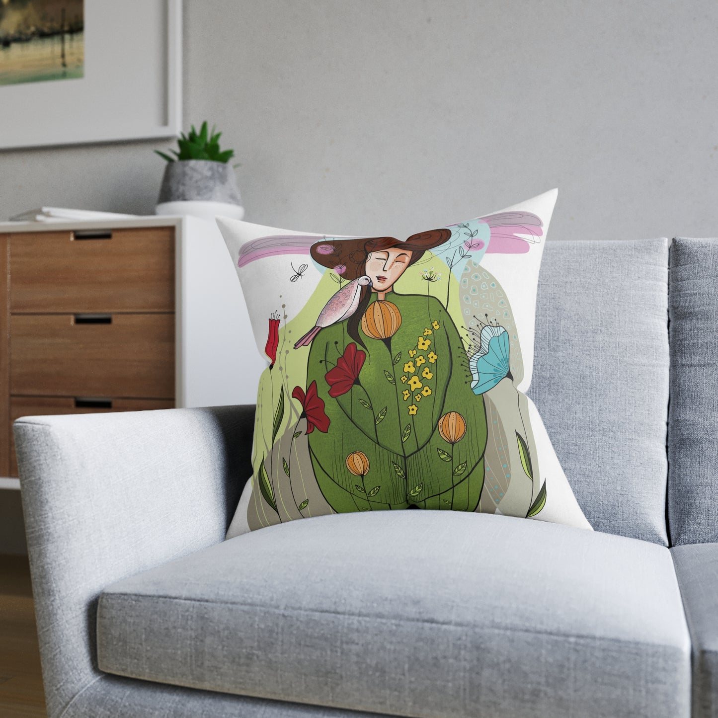 Art Square Pillow - Pink Back