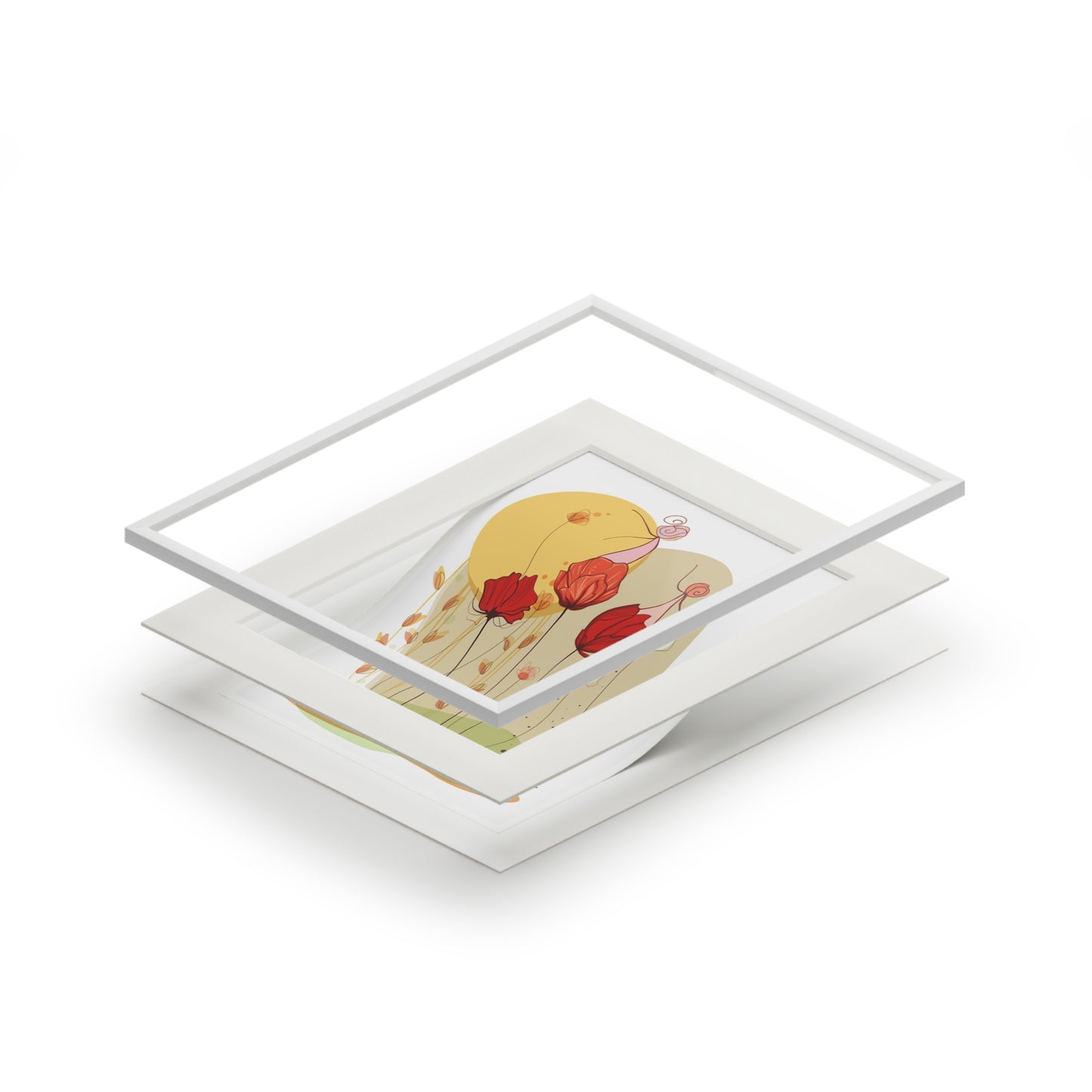 'Dancing with flowers' Fine Art Prints (Passepartout Paper Frame)