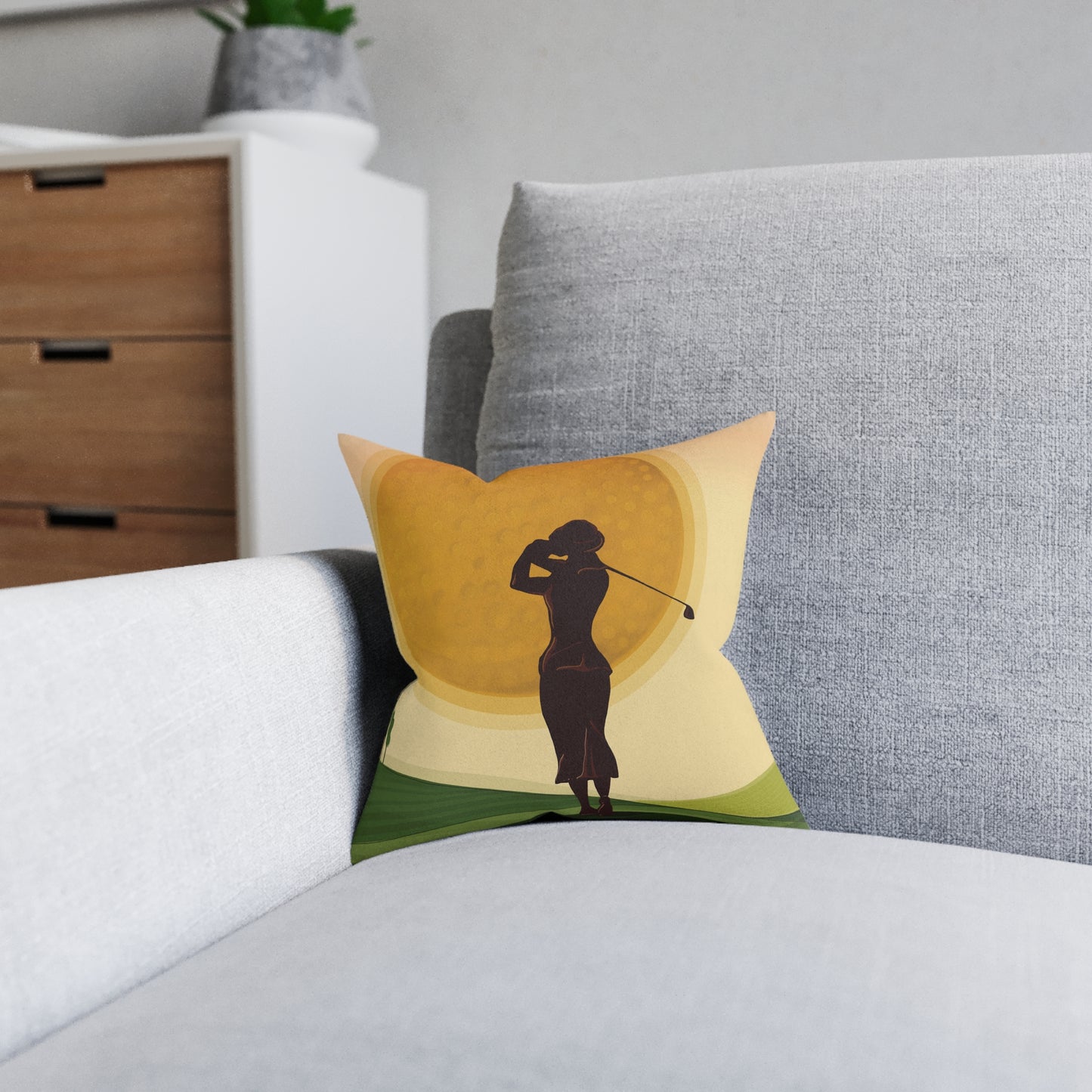 Vintage Golf Art Square Pillow