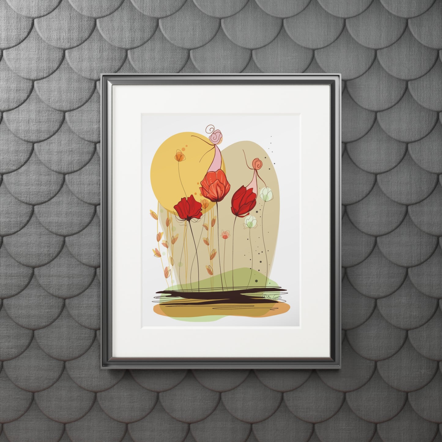 'Dancing with flowers' Fine Art Prints (Passepartout Paper Frame)