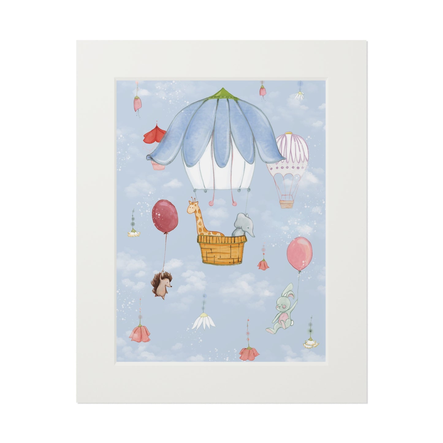 'Up in the Sky Animals' Fine Art Print (Passepartout Paper Frame)