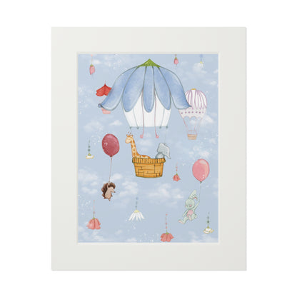 'Up in the Sky Animals' Fine Art Print (Passepartout Paper Frame)