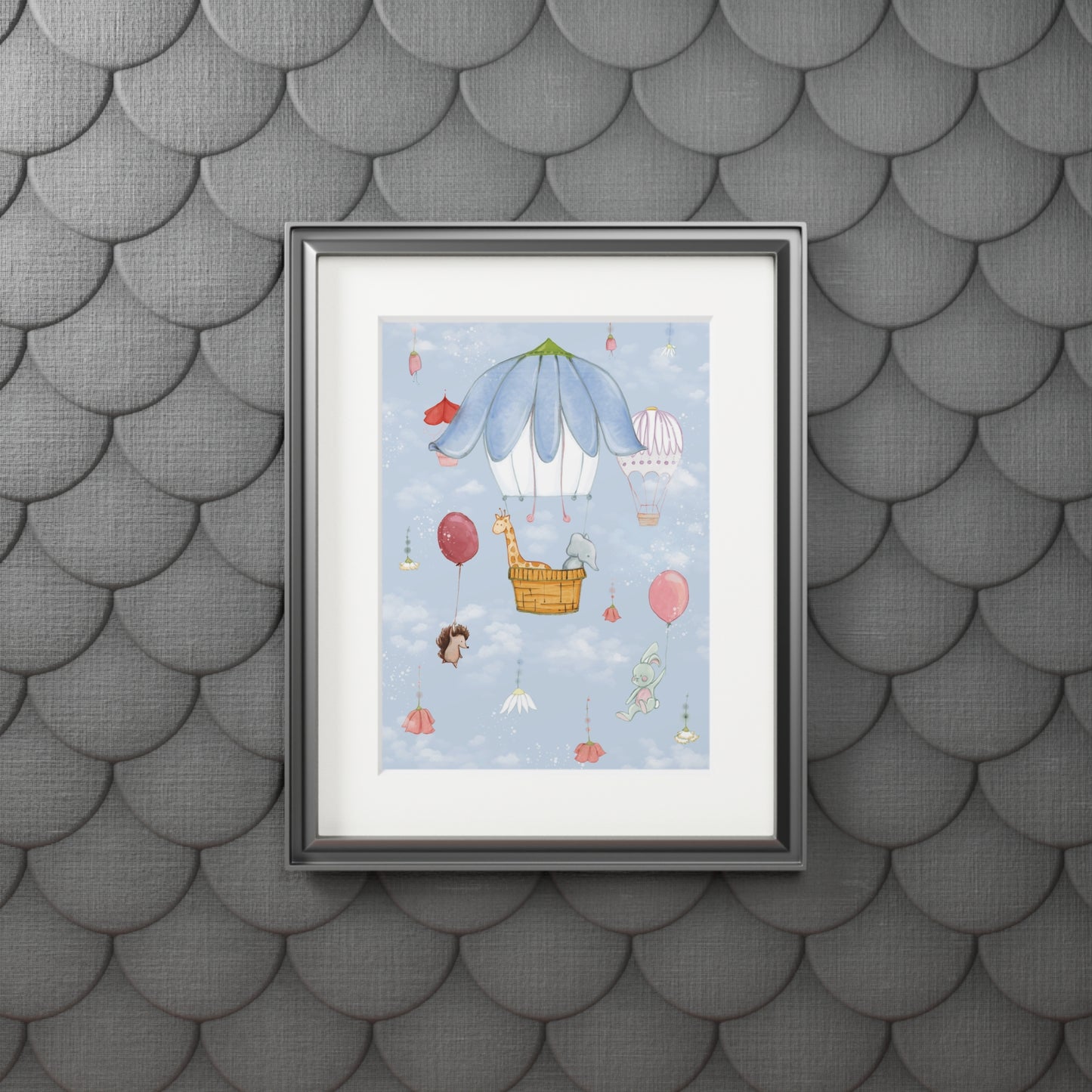 'Up in the Sky Animals' Fine Art Print (Passepartout Paper Frame)