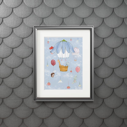 'Up in the Sky Animals' Fine Art Print (Passepartout Paper Frame)
