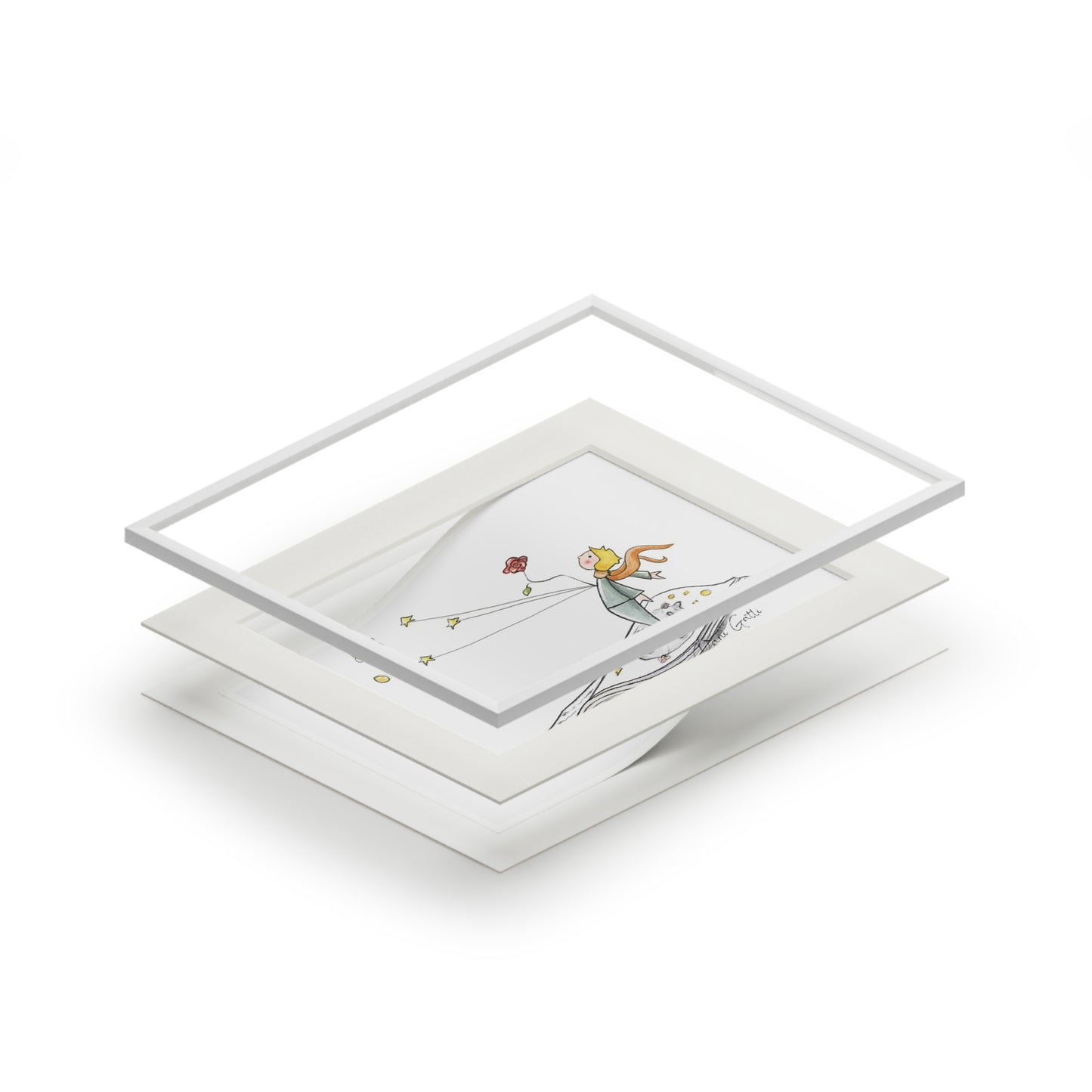 'The Little Prince' Fine Art Print (Passepartout Paper Frame)