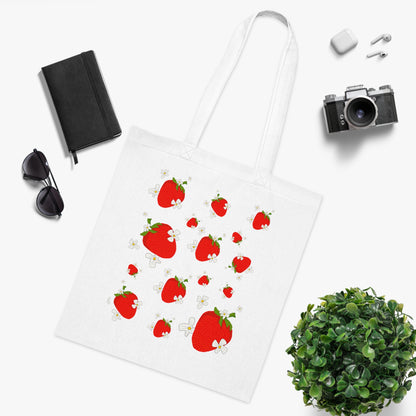Strawberry & Cream Cotton Tote Bag