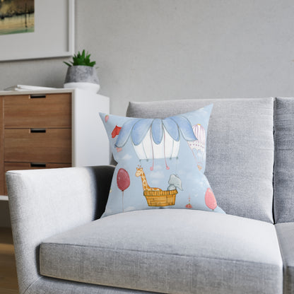 Art Square Pillow - Pink Back 'Up in the Sky Animals'