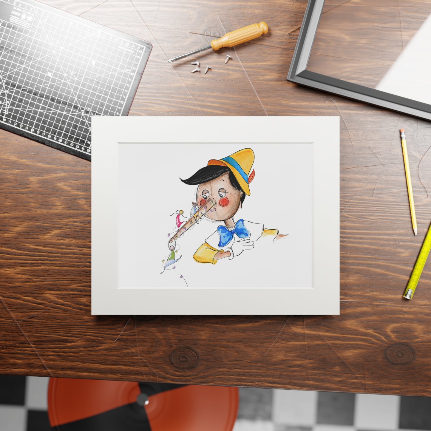 'Pinocchio' Fine Art Print (Passepartout Paper Frame)