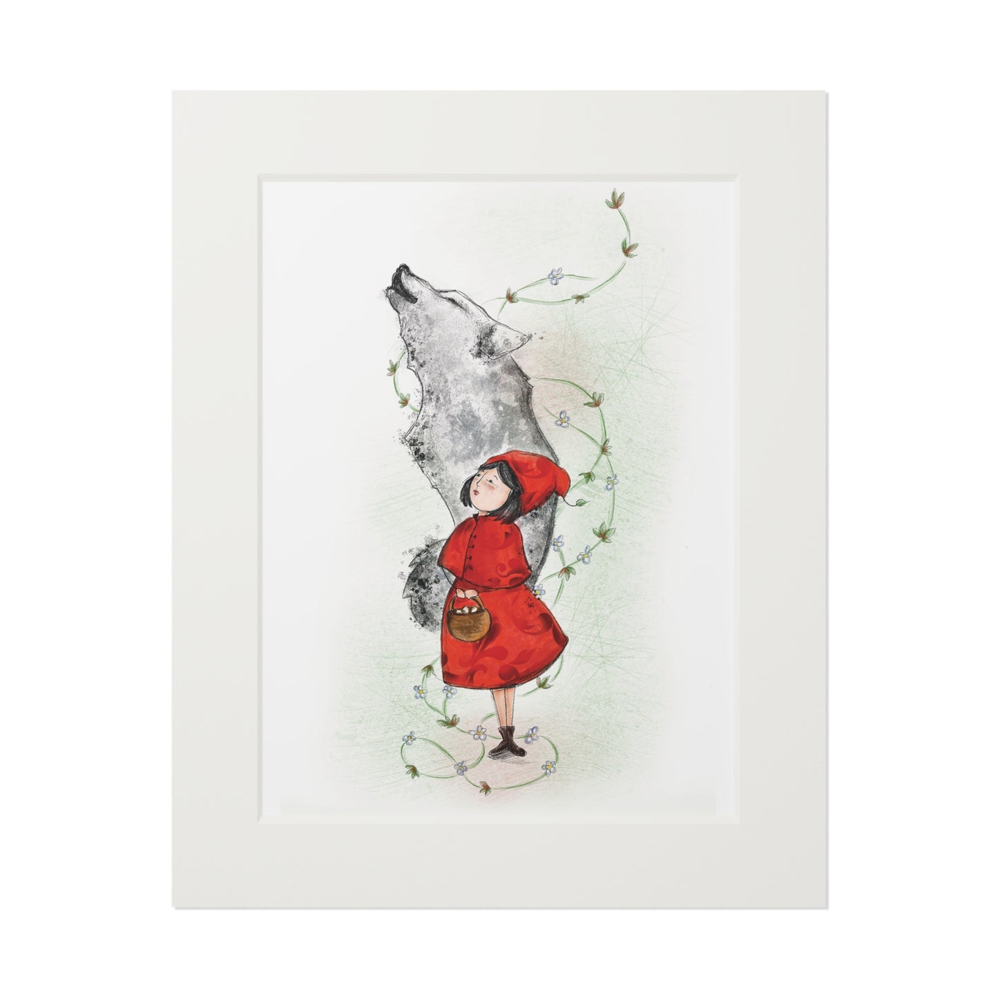 'Red Riding Hood' Fine Art Print (Passepartout Paper Frame)