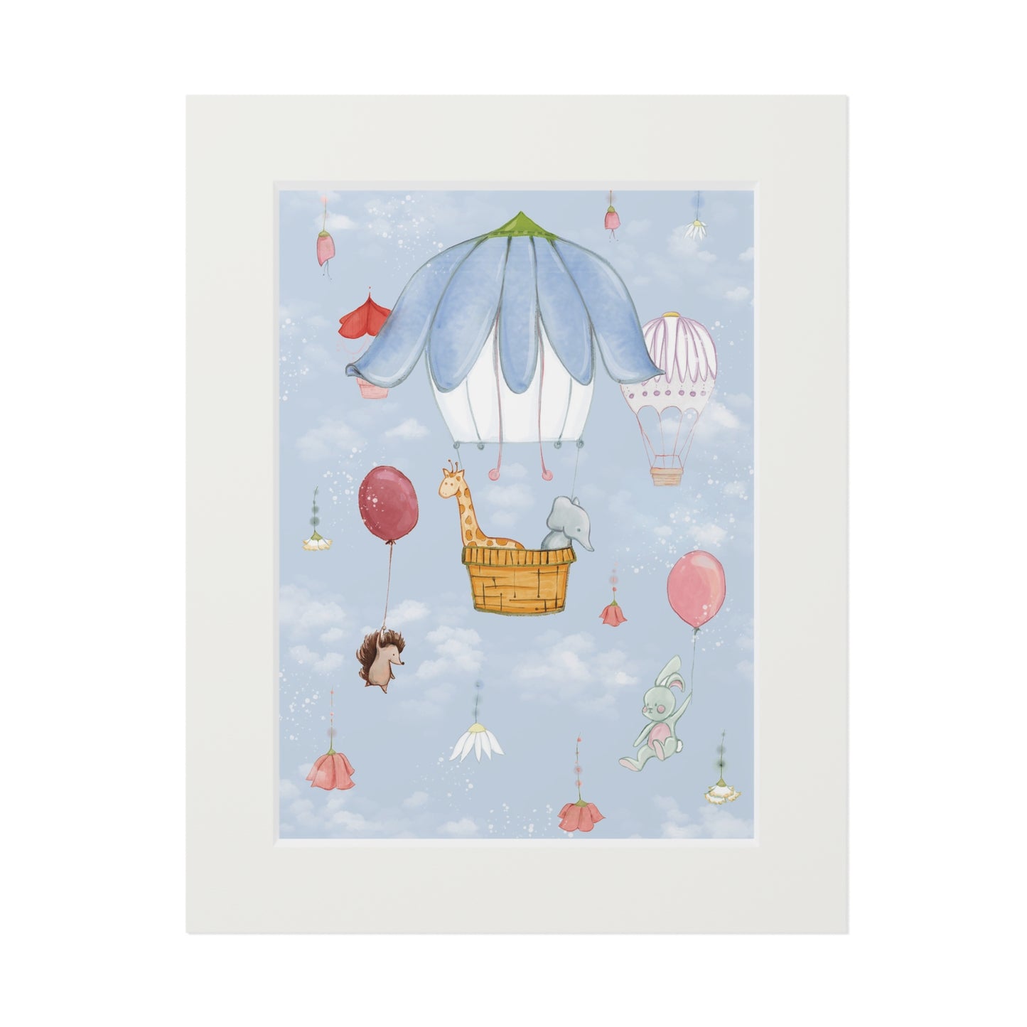 'Up in the Sky Animals' Fine Art Print (Passepartout Paper Frame)