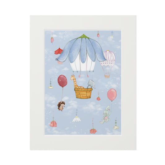 'Up in the Sky Animals' Fine Art Print (Passepartout Paper Frame)