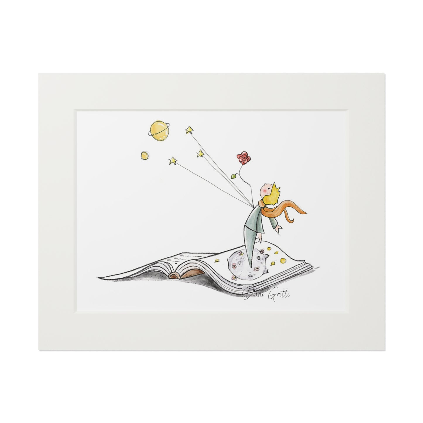 'The Little Prince' Fine Art Print (Passepartout Paper Frame)