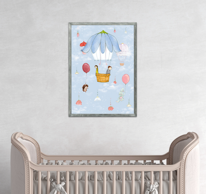 'Up in the Sky Children' Fine Art Print (Passepartout Paper Frame)