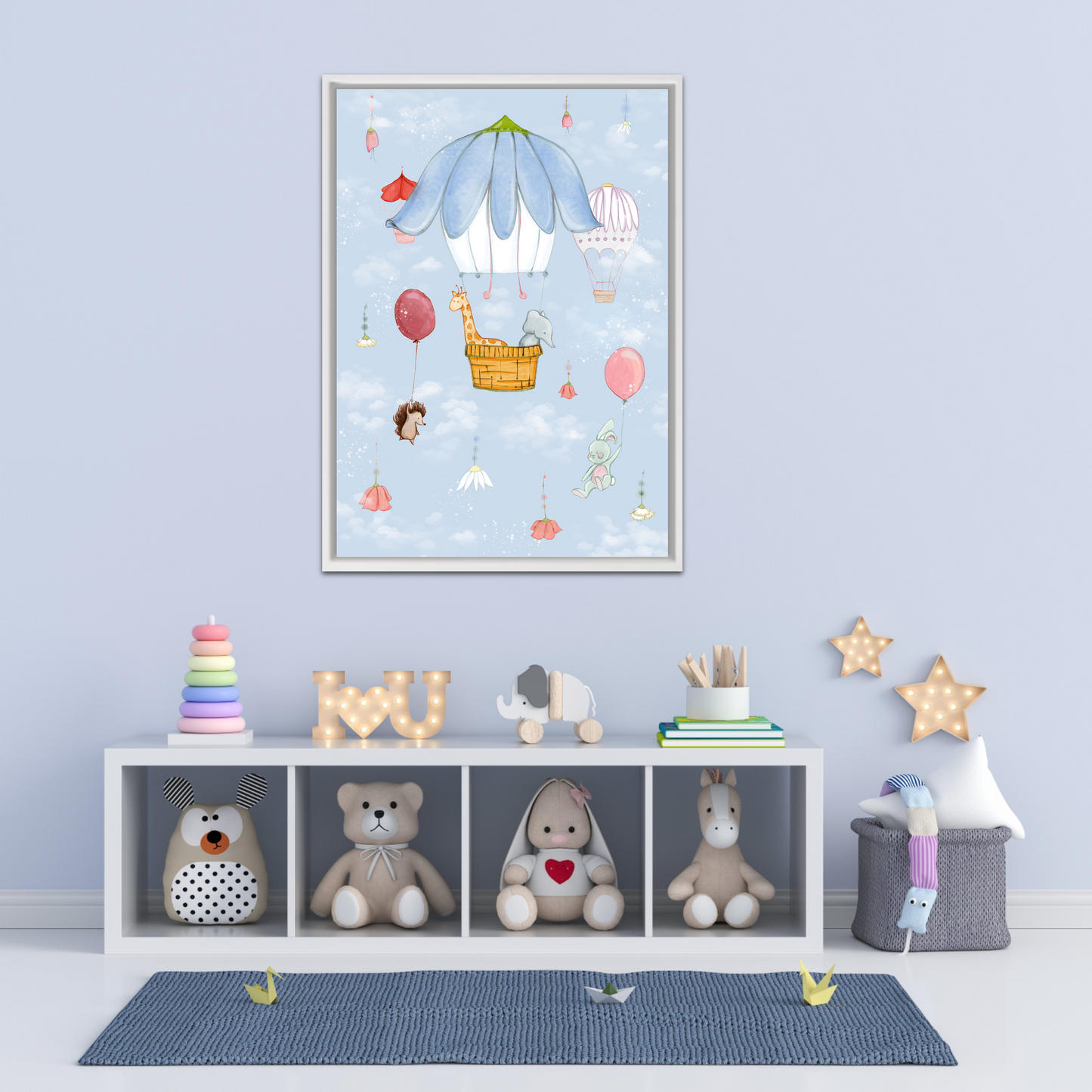 'Up in the Sky Animals' Fine Art Print (Passepartout Paper Frame)
