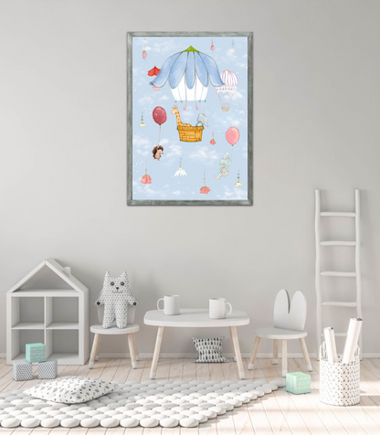 'Up in the Sky Animals' Fine Art Print (Passepartout Paper Frame)