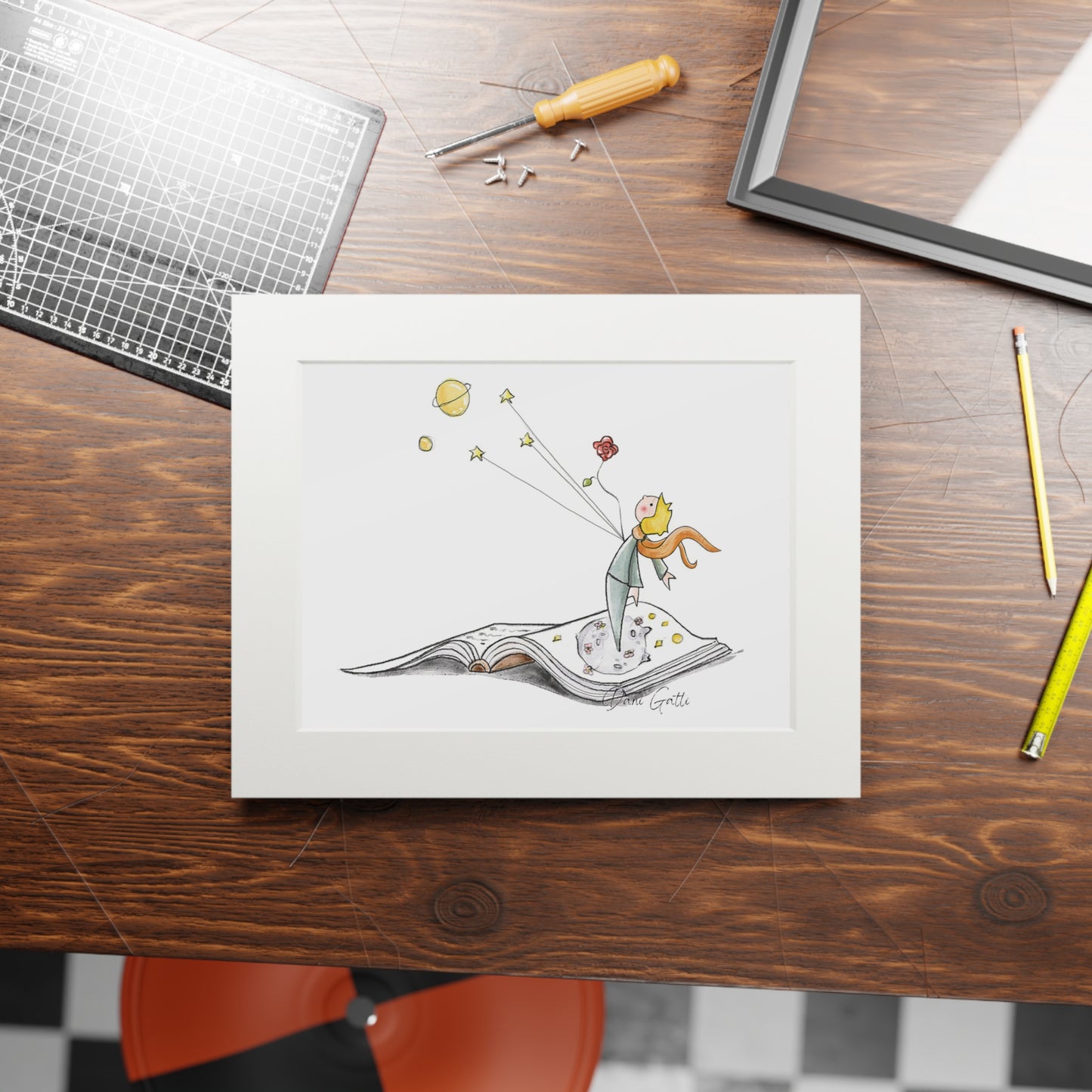 'The Little Prince' Fine Art Print (Passepartout Paper Frame)
