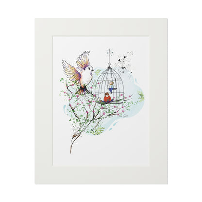 'Birds Born in Cage think flying is an illness' Fine Art Print (Passepartout Paper Frame)