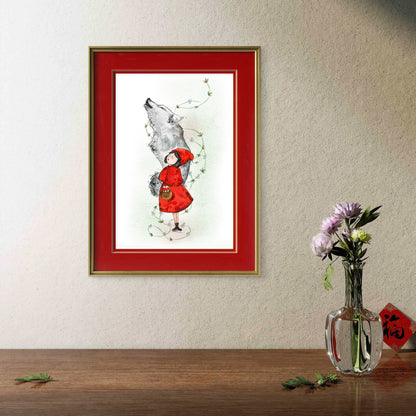 'Red Riding Hood' Fine Art Print (Passepartout Paper Frame)
