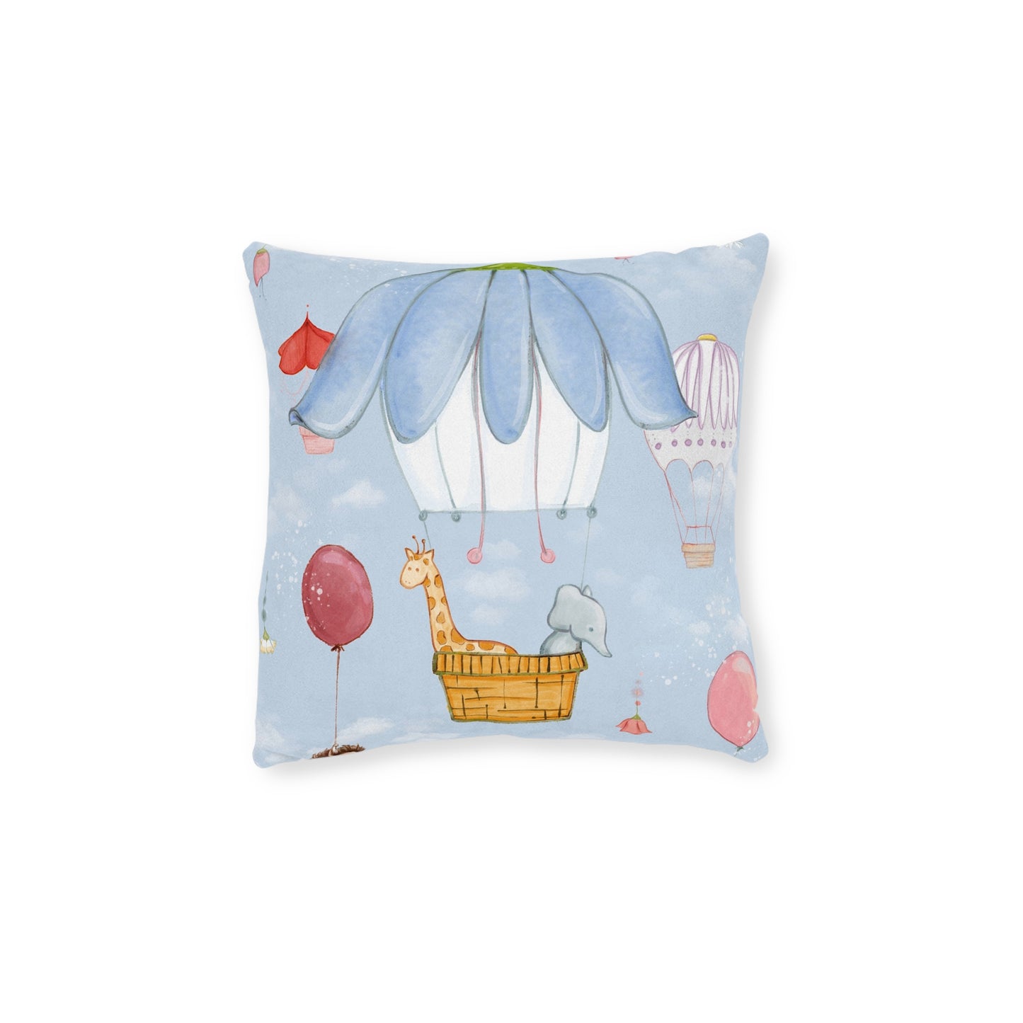 Art Square Pillow - Pink Back 'Up in the Sky Animals'