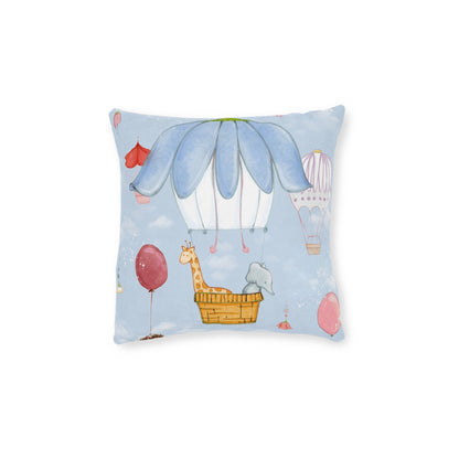 Art Square Pillow - Pink Back 'Up in the Sky Animals'