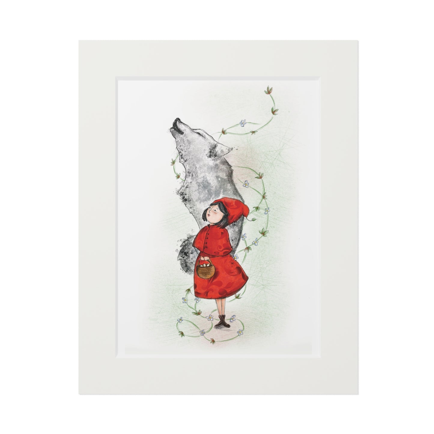 'Red Riding Hood' Fine Art Print (Passepartout Paper Frame)
