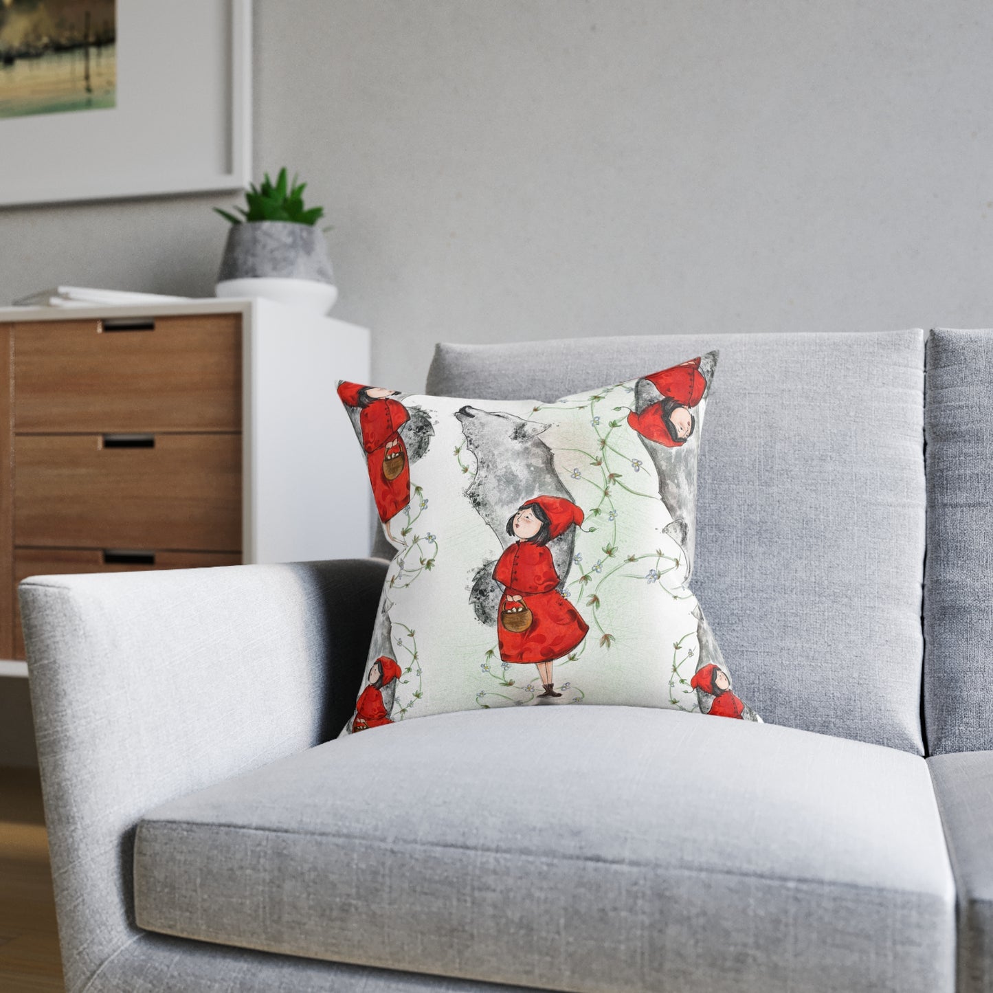 Art Square Pillow 'Little Red Riding Hood'